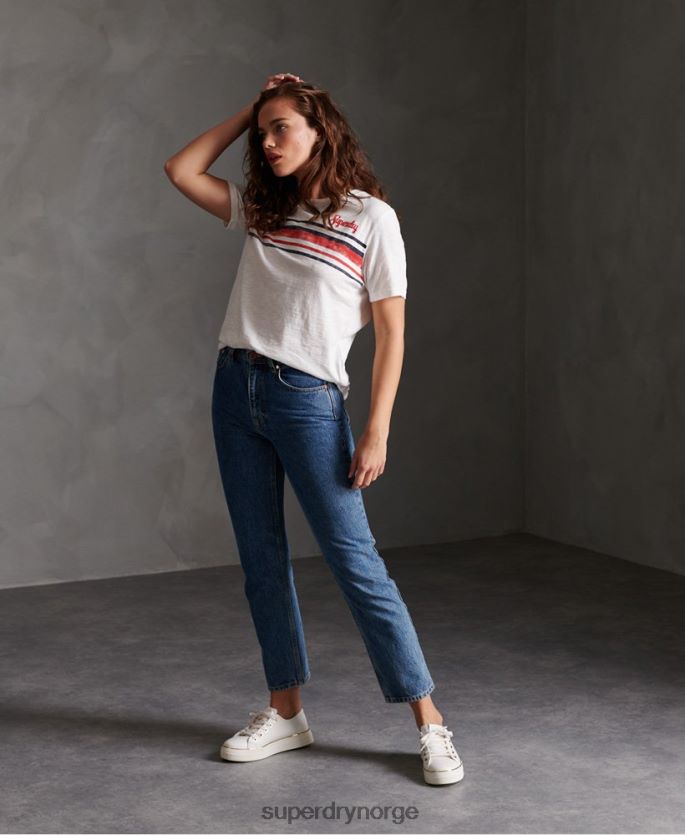 Superdry hvit klær 86P46D2830 retro stripe t-skjorte kvinner