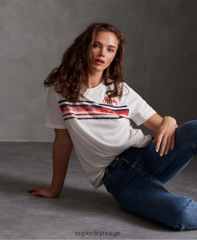 Superdry hvit klær 86P46D2830 retro stripe t-skjorte kvinner