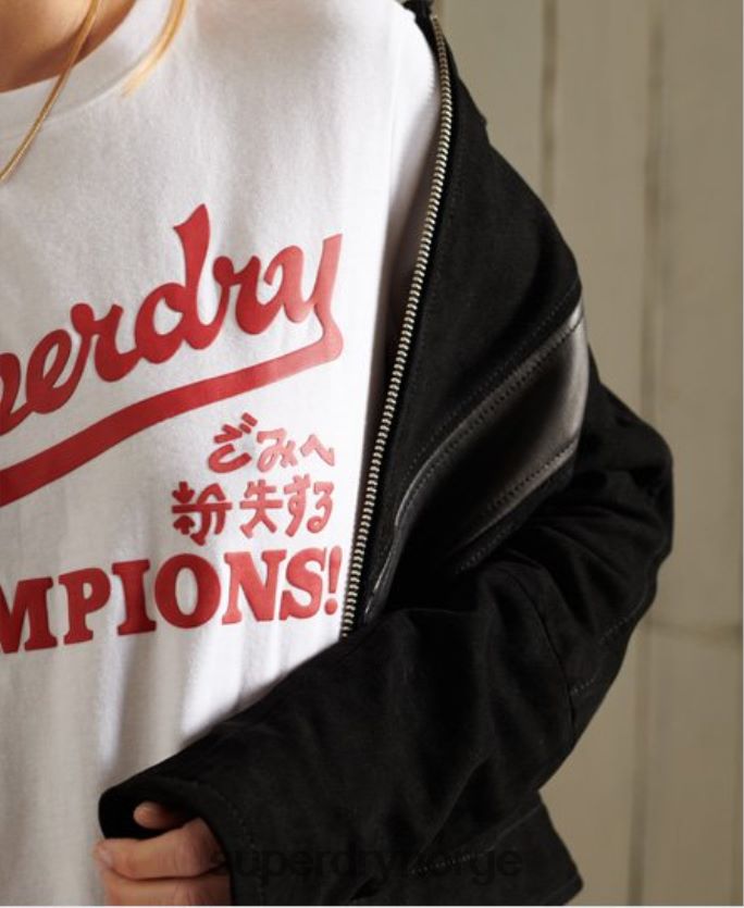 Superdry hvit klær 86P46D2834 collegiate cali state t-skjorte kvinner