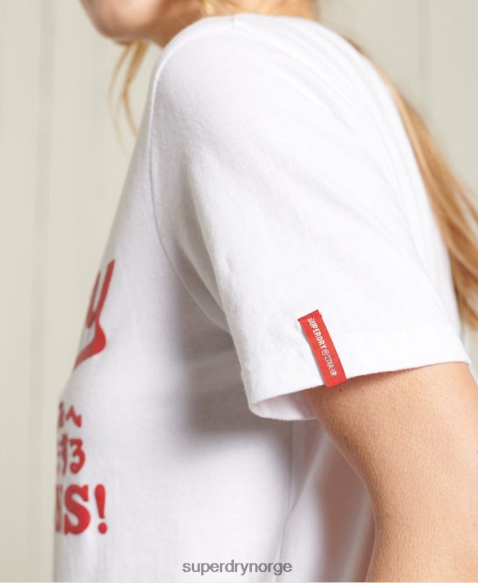 Superdry hvit klær 86P46D2834 collegiate cali state t-skjorte kvinner
