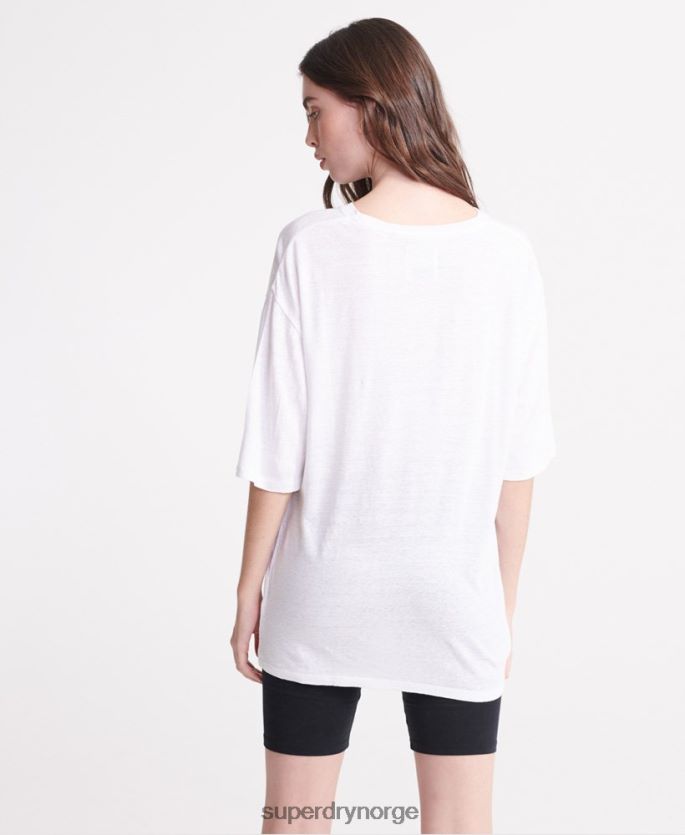 Superdry hvit klær 86P46D2839 ørken lin t-skjorte kvinner