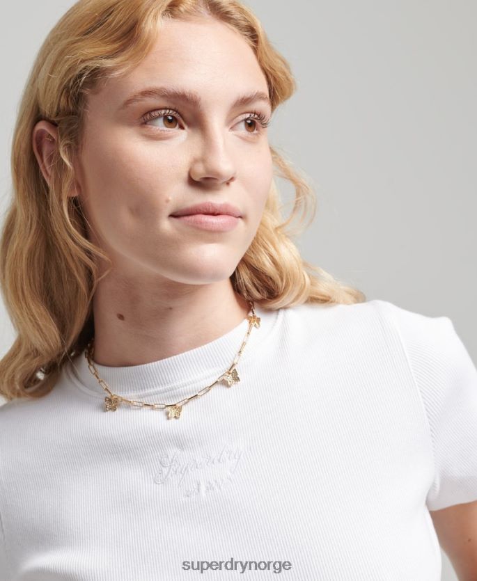 Superdry hvit klær 86P46D2843 kode arv crop fit t-skjorte kvinner
