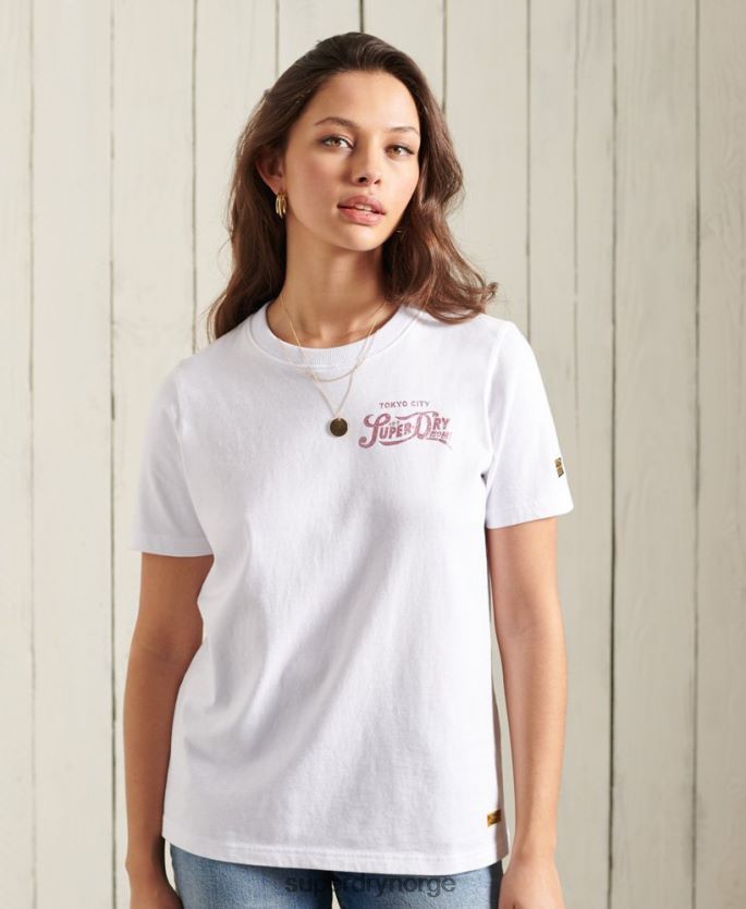 Superdry hvit klær 86P46D2859 glitter sparkle standard vekt t-skjorte kvinner