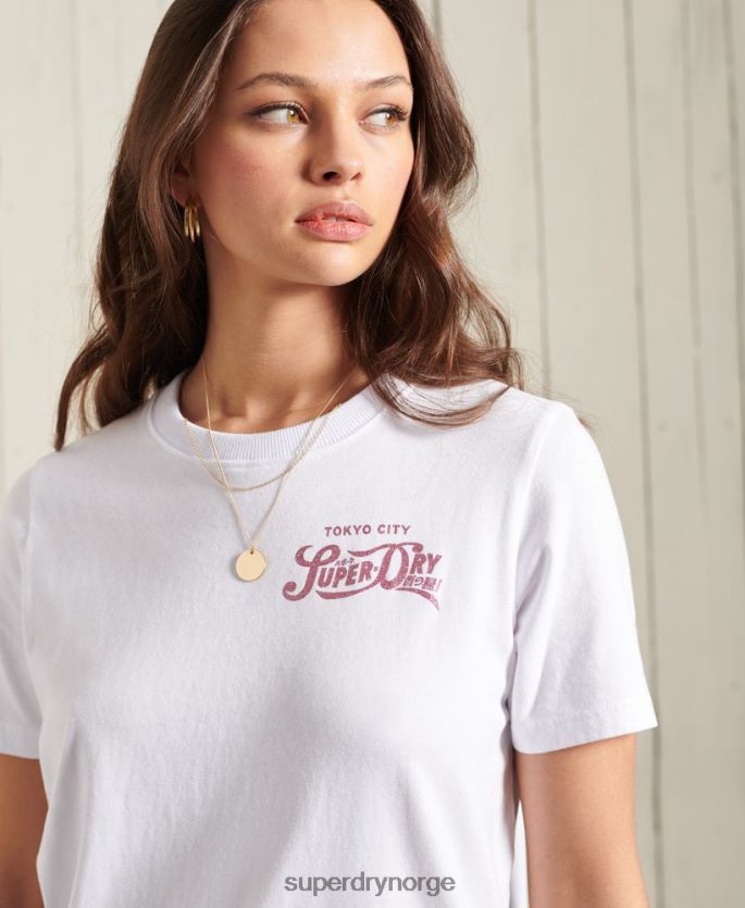 Superdry hvit klær 86P46D2859 glitter sparkle standard vekt t-skjorte kvinner