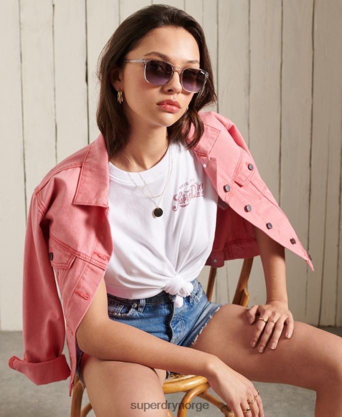 Superdry hvit klær 86P46D2859 glitter sparkle standard vekt t-skjorte kvinner