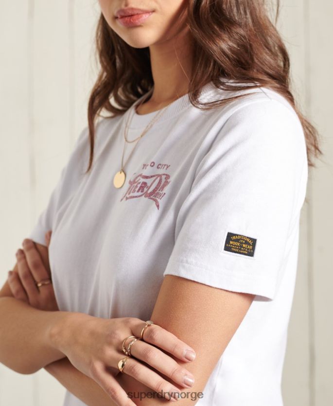 Superdry hvit klær 86P46D2859 glitter sparkle standard vekt t-skjorte kvinner