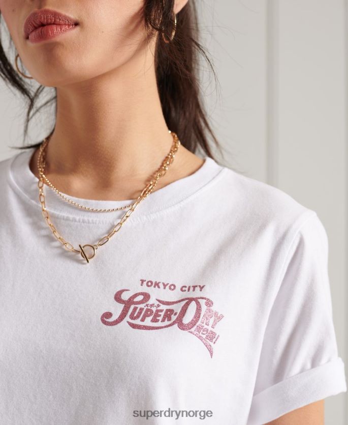 Superdry hvit klær 86P46D2861 glitter glitter t-skjorte kvinner