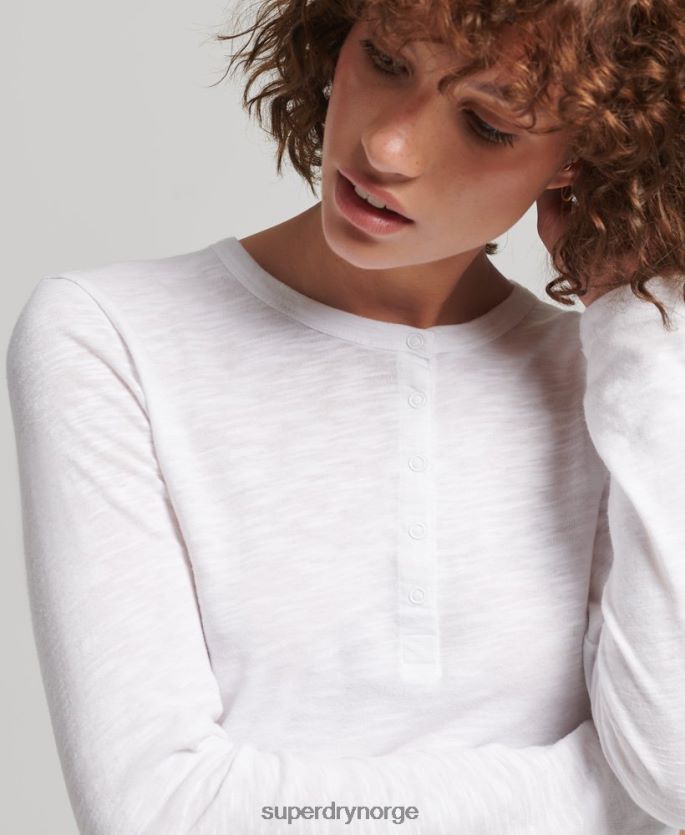 Superdry hvit klær 86P46D3001 langermet slub jersey henley topp kvinner