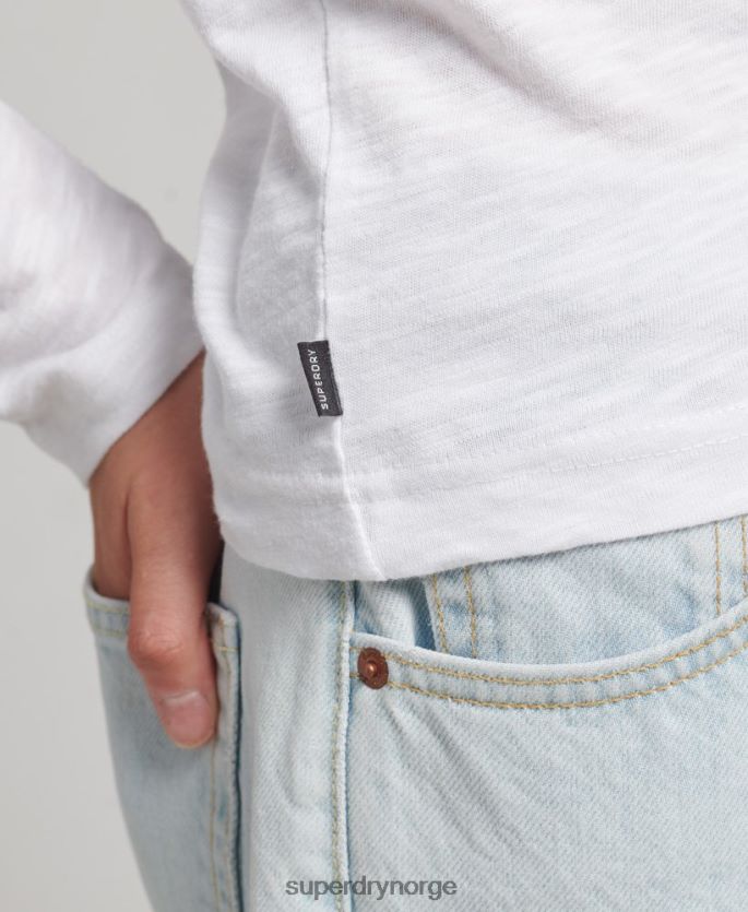 Superdry hvit klær 86P46D3001 langermet slub jersey henley topp kvinner