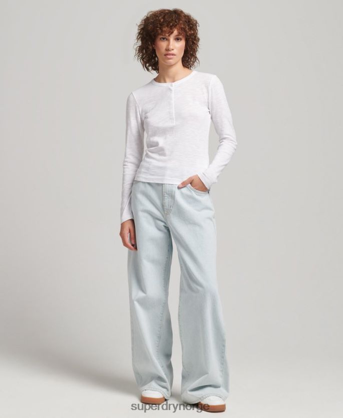 Superdry hvit klær 86P46D3001 langermet slub jersey henley topp kvinner