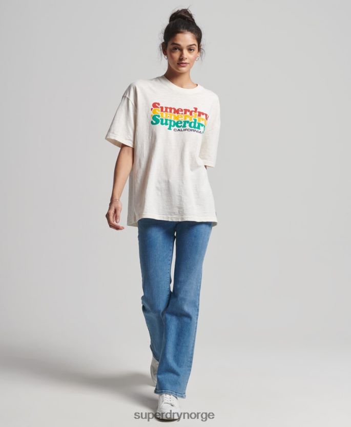 Superdry hvit klær 86P46D6191 vintage cali stripe t-skjorte kvinner