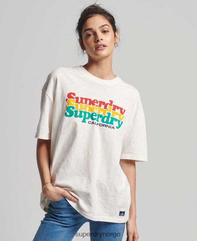 Superdry hvit klær 86P46D6191 vintage cali stripe t-skjorte kvinner