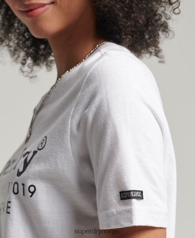 Superdry hvit klær 86P46D6202 vintage spillested interesse t-skjorte kvinner