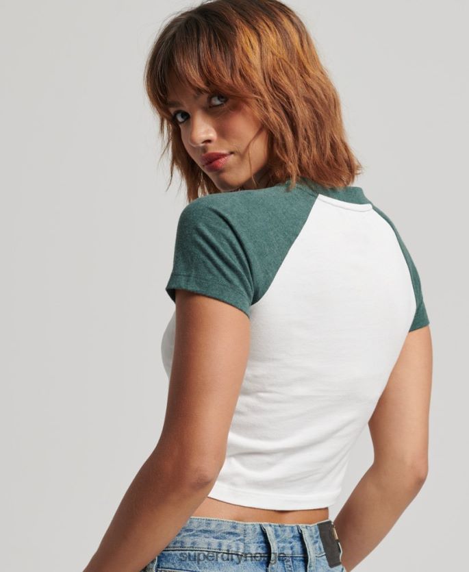 Superdry hvit klær 86P46D6216 college grafisk beskåret t-skjorte kvinner