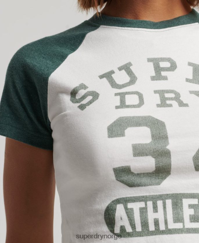 Superdry hvit klær 86P46D6216 college grafisk beskåret t-skjorte kvinner