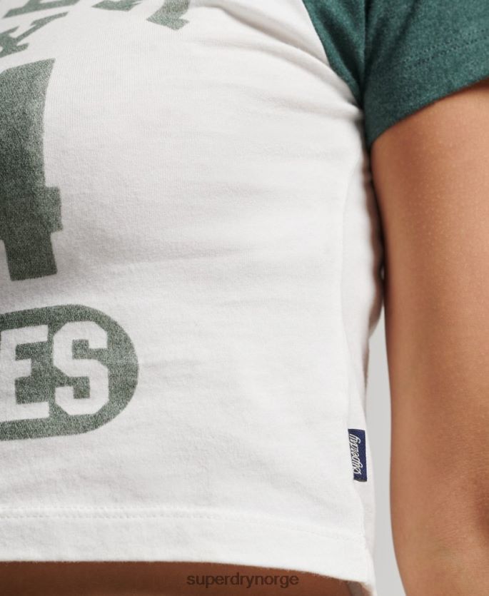 Superdry hvit klær 86P46D6216 college grafisk beskåret t-skjorte kvinner