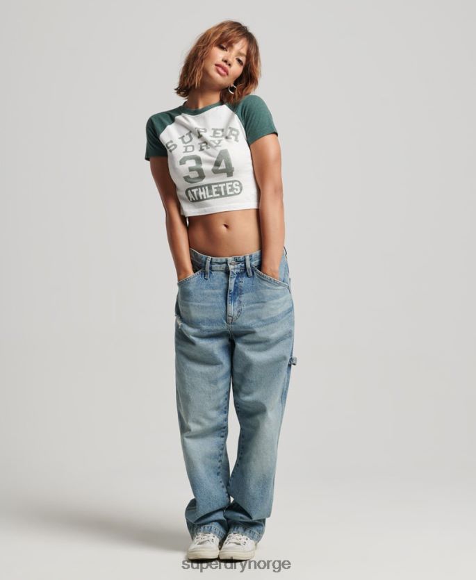 Superdry hvit klær 86P46D6216 college grafisk beskåret t-skjorte kvinner