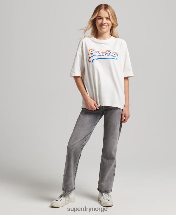 Superdry hvit klær 86P46D6226 vintage regnbue-logo-t-skjorte kvinner