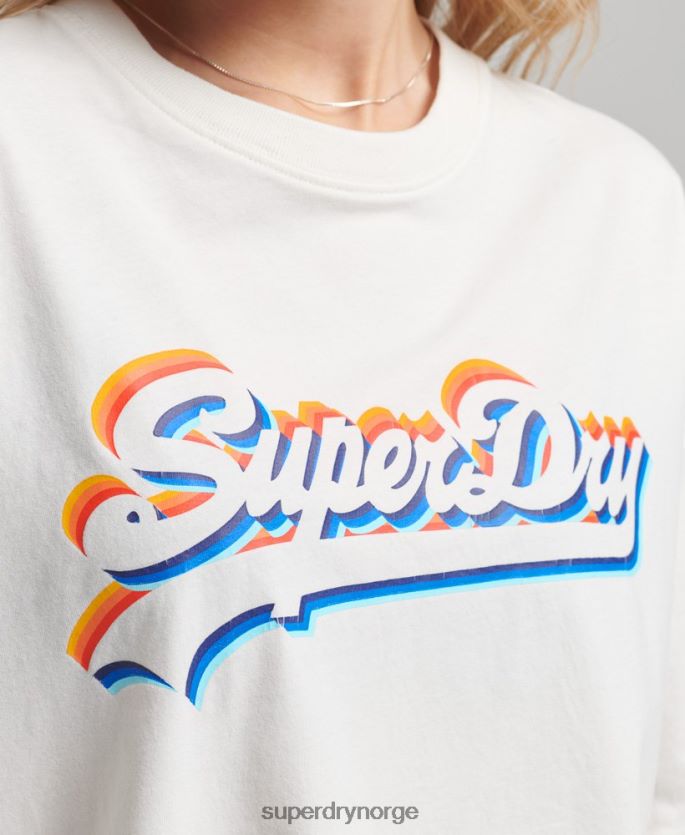 Superdry hvit klær 86P46D6226 vintage regnbue-logo-t-skjorte kvinner