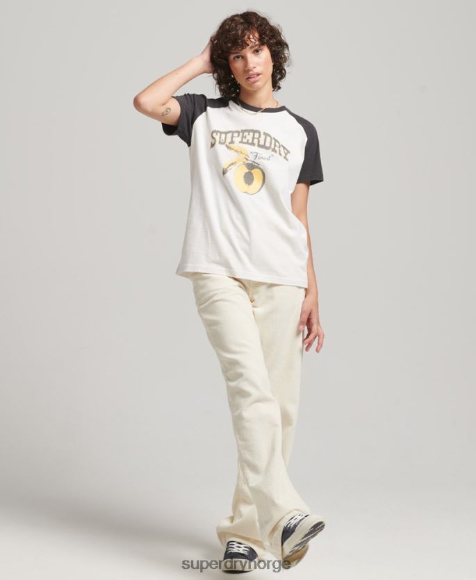Superdry hvit klær 86P46D6251 indie raglan t-skjorte kvinner