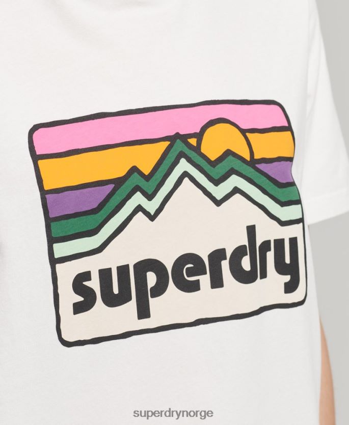 Superdry hvit klær 86P46D6276 90-talls terrenggrafisk t-skjorte kvinner