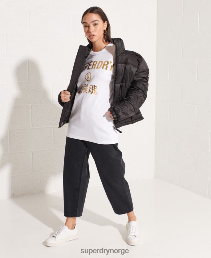 Superdry hvit klær 86P46D6286 samarbeide logo folie t-skjorte kvinner