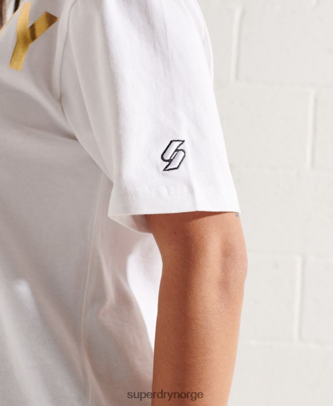Superdry hvit klær 86P46D6286 samarbeide logo folie t-skjorte kvinner