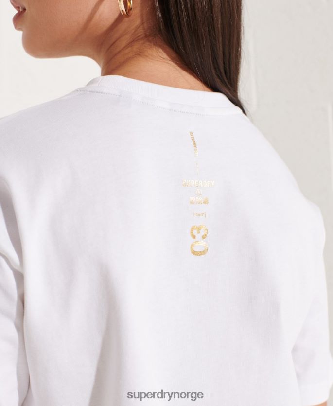 Superdry hvit klær 86P46D6286 samarbeide logo folie t-skjorte kvinner