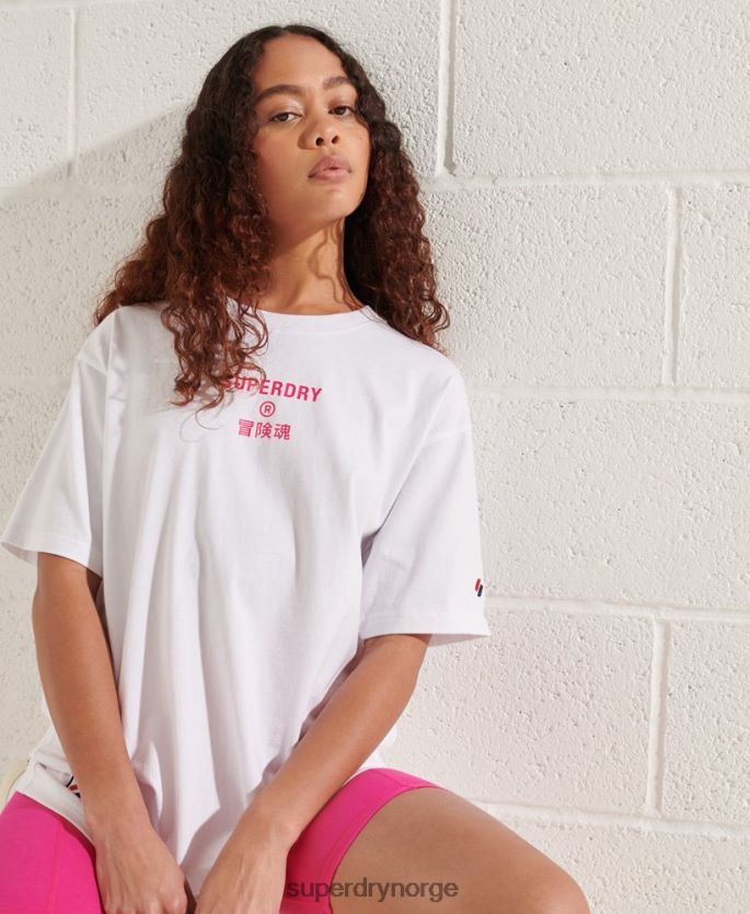 Superdry hvit klær 86P46D6289 bedriftslogo Brights t-skjorte kvinner
