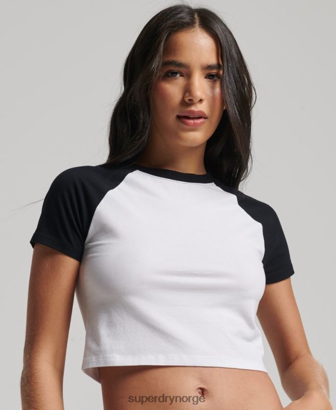Superdry hvit klær 86P46D6290 beskåret baseball t-skjorte i økologisk bomull kvinner