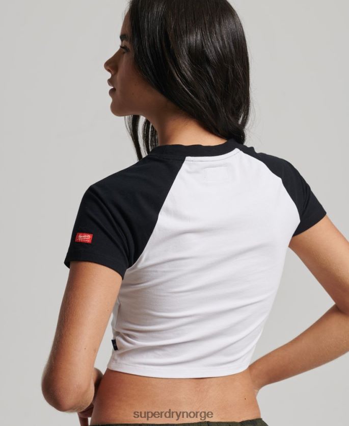 Superdry hvit klær 86P46D6290 beskåret baseball t-skjorte i økologisk bomull kvinner