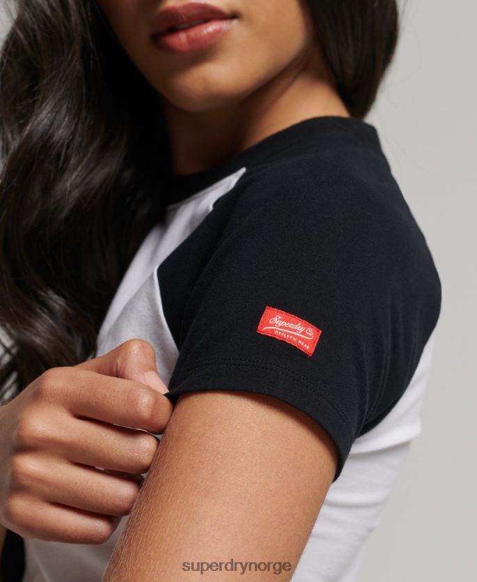 Superdry hvit klær 86P46D6290 beskåret baseball t-skjorte i økologisk bomull kvinner