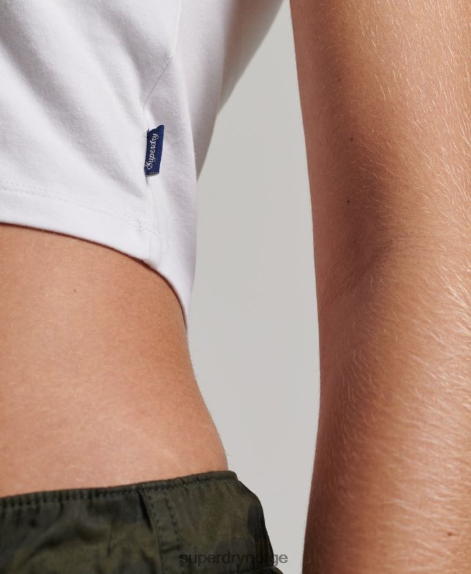 Superdry hvit klær 86P46D6290 beskåret baseball t-skjorte i økologisk bomull kvinner