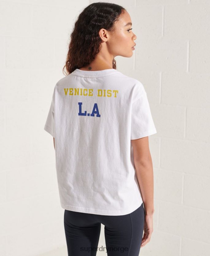 Superdry hvit klær 86P46D6296 varsity arch boxy t-skjorte kvinner