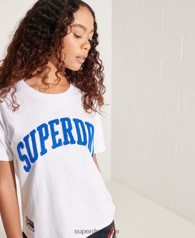 Superdry hvit klær 86P46D6296 varsity arch boxy t-skjorte kvinner