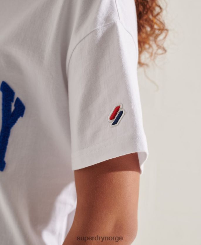 Superdry hvit klær 86P46D6296 varsity arch boxy t-skjorte kvinner