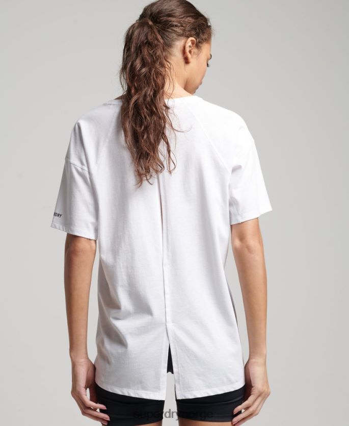 Superdry hvit klær 86P46D6317 løp kortermet t-skjorte kvinner