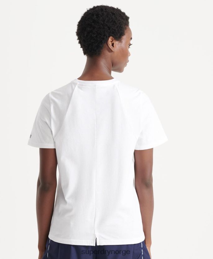 Superdry hvit klær 86P46D6344 løp kortermet t-skjorte kvinner