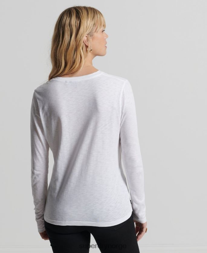 Superdry hvit klær 86P46D6556 organisk bomull med lange armer med v-hals kvinner