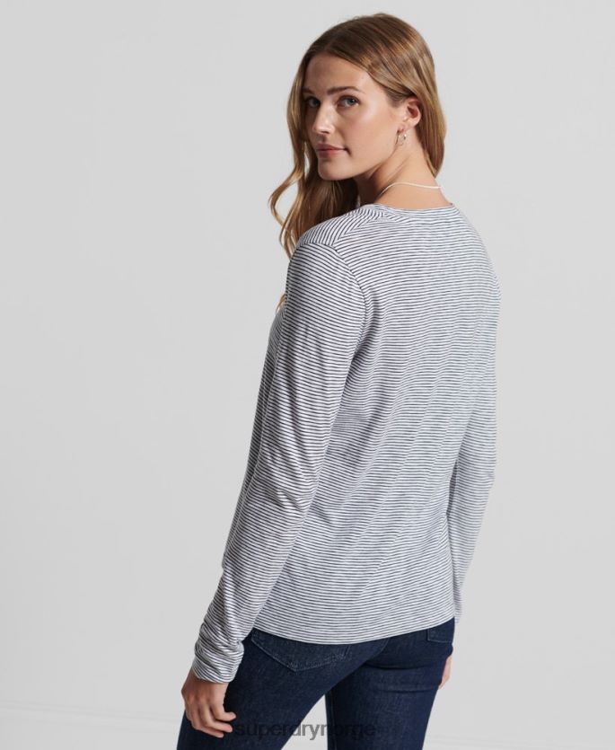 Superdry hvit klær 86P46D6583 organisk bomull med lange armer med v-hals kvinner