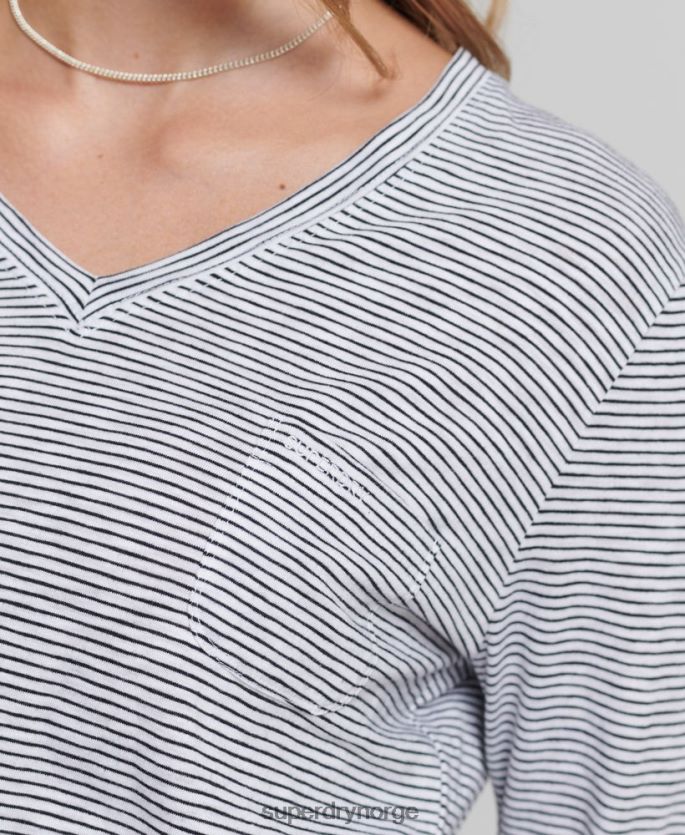 Superdry hvit klær 86P46D6583 organisk bomull med lange armer med v-hals kvinner