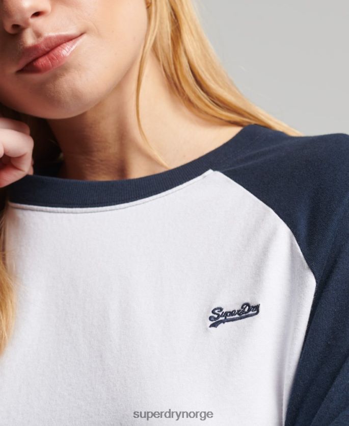 Superdry hvit klær 86P46D6628 vintage baseball langermet topp i økologisk bomull kvinner
