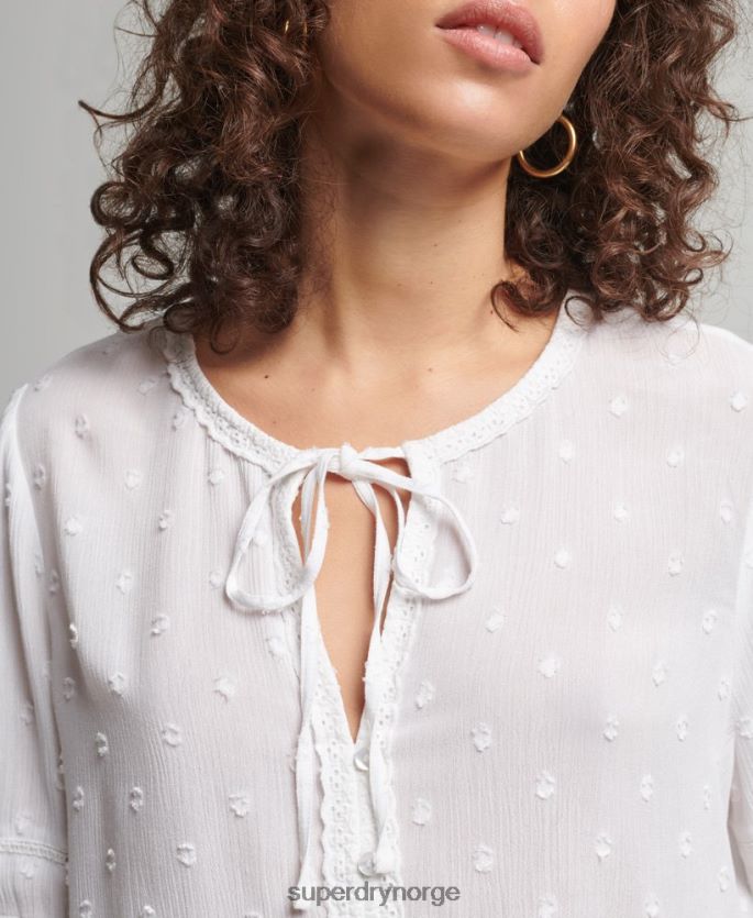 Superdry hvit klær 86P46D6695 vintage kortermet broderietopp kvinner