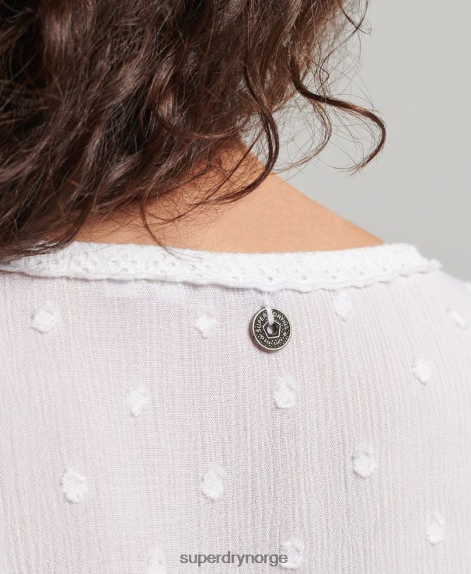 Superdry hvit klær 86P46D6695 vintage kortermet broderietopp kvinner