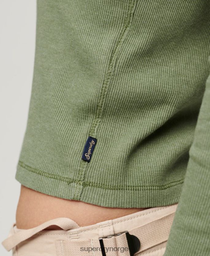 Superdry kaki klær 86P46D2138 vintage topp med lange ermer med knapper kvinner