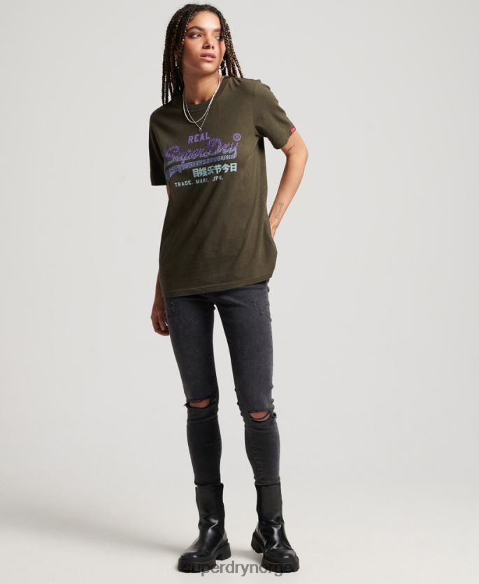 Superdry kaki klær 86P46D2696 vintage logopyntet t-skjorte kvinner