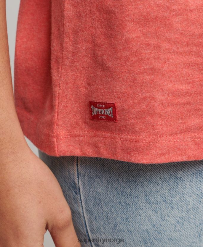 Superdry korall klær 86P46D2247 kollegial t-skjorte med vintage-skript i økologisk bomull kvinner