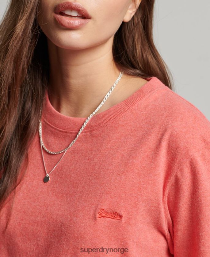 Superdry korall klær 86P46D2306 vintage logobrodert t-skjorte i økologisk bomull kvinner