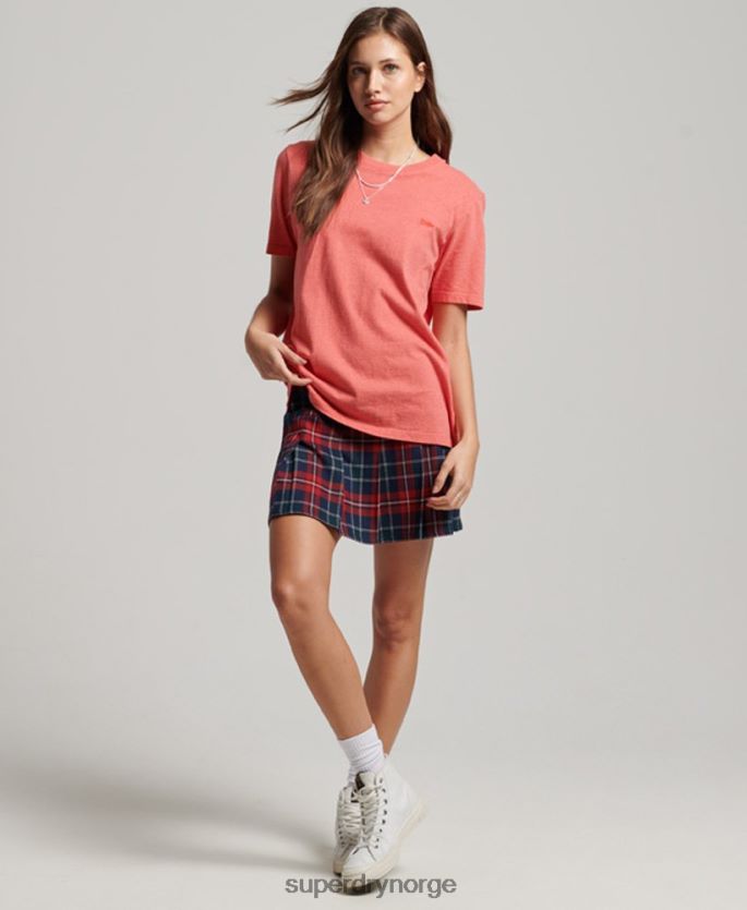 Superdry korall klær 86P46D2306 vintage logobrodert t-skjorte i økologisk bomull kvinner