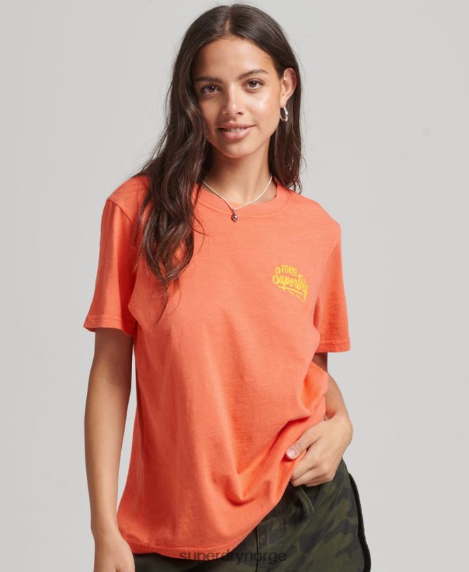 Superdry korall klær 86P46D2770 script stil neon t-skjorte kvinner
